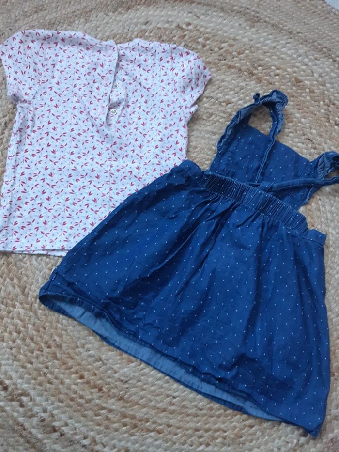 Ensemble tee shirt et robe en jean Sucre d'orge 24 mois - photo numéro 4