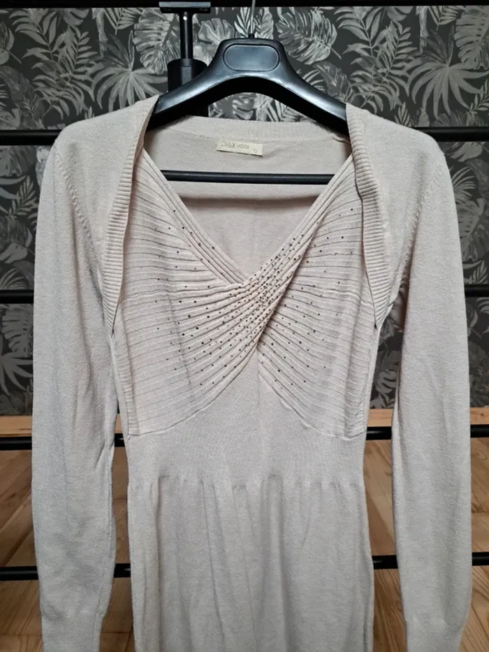 Robe pull beige chic avec strass 36/38 - photo numéro 4