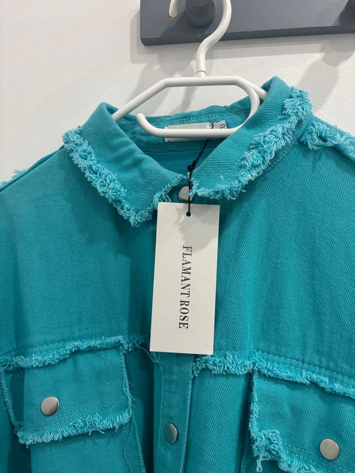 veste bleue, taille unique, flamant rose - photo numéro 5