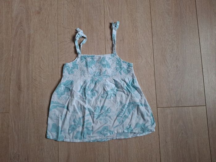 Débardeur fine bretelle blanc et turquoise - photo numéro 2