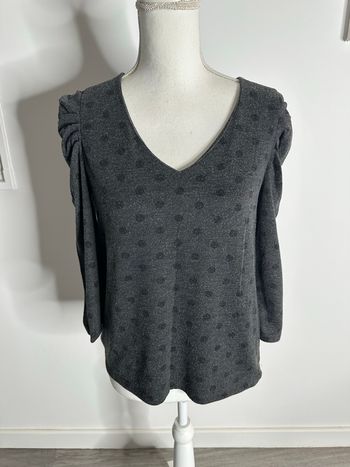 Pull à pois gris et noir polka dot T38 M