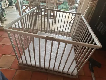 Parc pliant carré 1mx1m gris bébé9