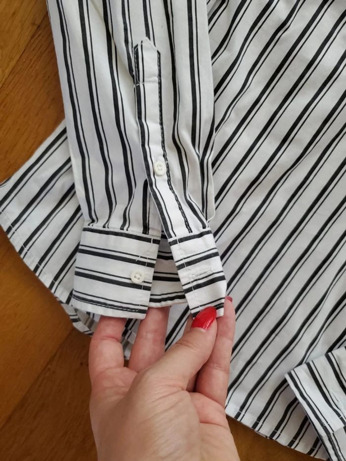 Chemise chemisier rayé noir et blanc Jennyfer XS stretch - photo numéro 4