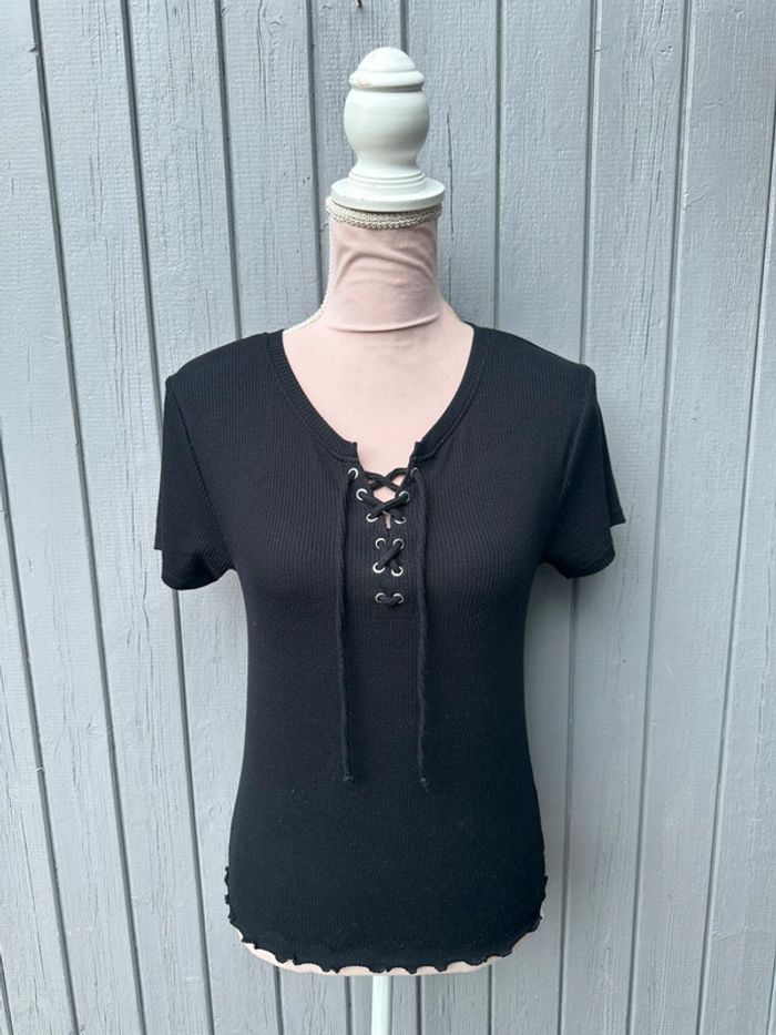 Haut noir manches courtes basic décolleté fb sister 40/L