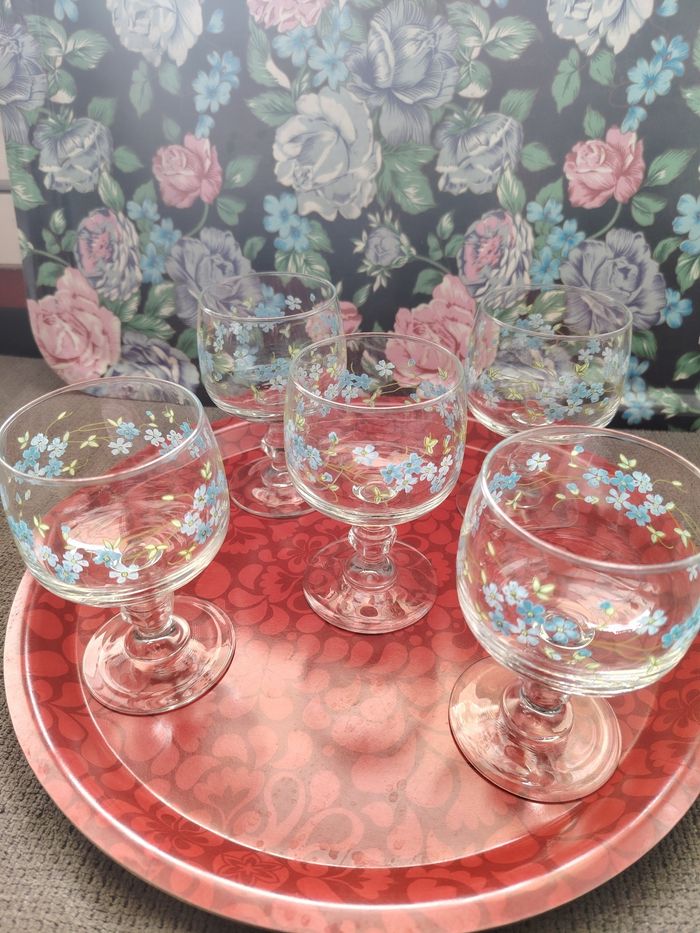 Ensemble de 5 verres à pied myosotis/veronica - photo numéro 2