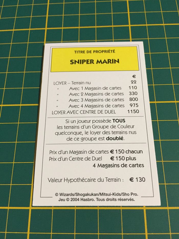 Carte Sniper marin pièce détachée Monopoly Duel Masters Hasbro Parker Wizards #A64