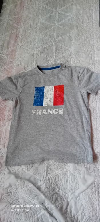 Tee shirt supporter France drapeau craquelé garçon 8 ans vert baudet