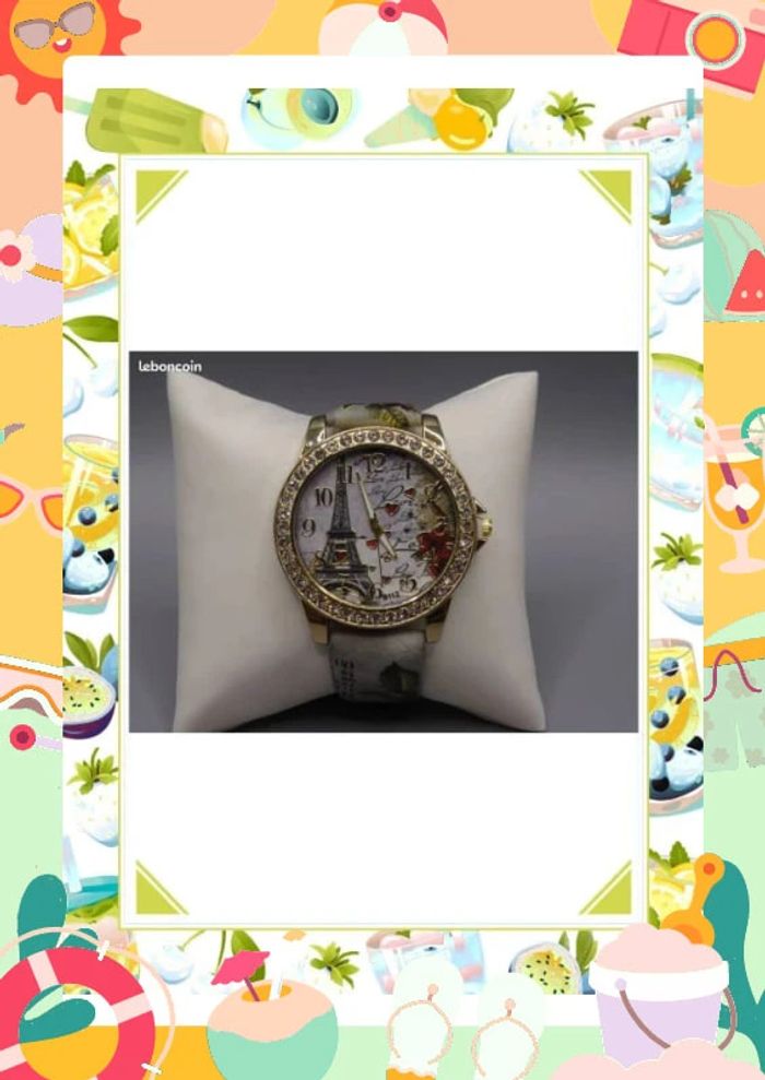 montre femme avec Motif Tour Eiffel Paris et strass - photo numéro 4
