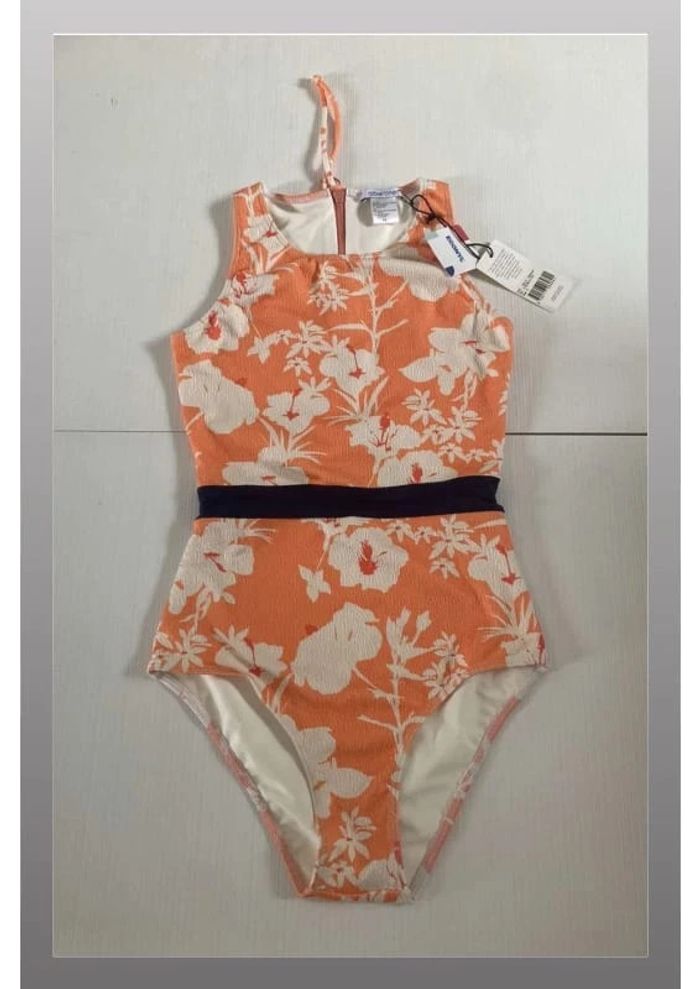 Maillot de bain une pièce orange avec fleurs Albertine Taille 0 (34)