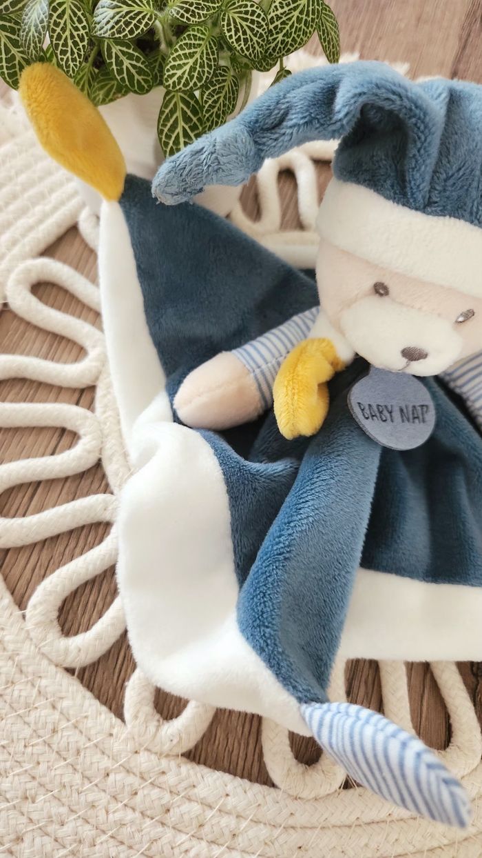 Doudou Lange Ours Baby Nat Turquoise Beige - photo numéro 2