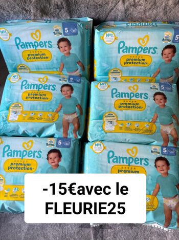 Six pack de couches Pampers taille 5 premium