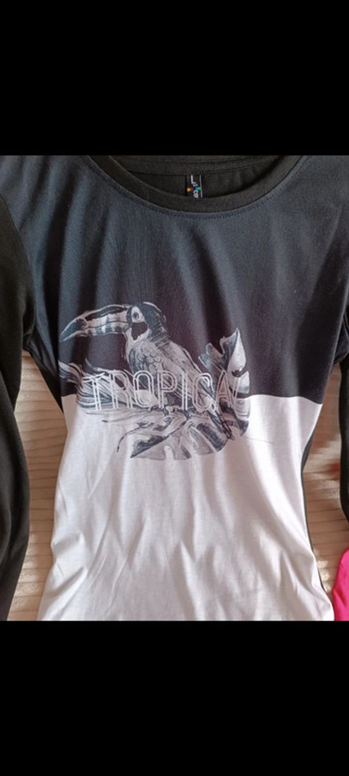 T-shirt noir perroquet - taille L - neuf - photo numéro 8