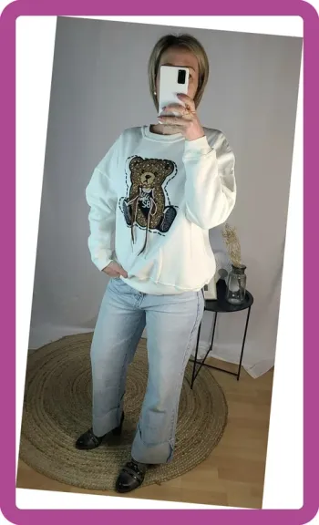 Pull Sweat ourson avec nœud décoratif, NEUF avec étiquette