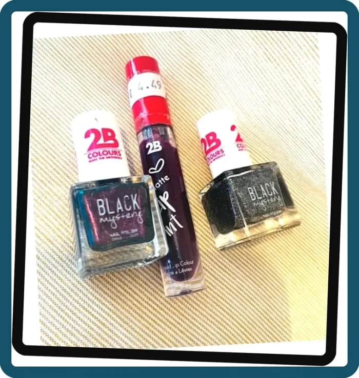 Lot de 2 vernis à ongles pailleté 2B Couleur Argent et Violet+ Encre à lèvres 2B couleur aubergine - photo numéro 3