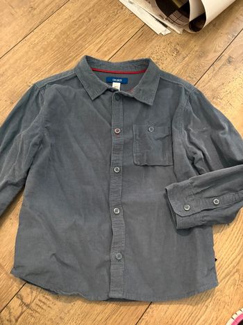 Chemise velours bleu gris 4 ans