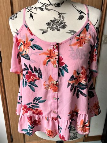 Débardeur top rose fleuri Atmosphère taille 36/38