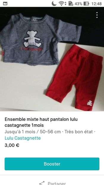 Ensemble 1 mois lulu castagnette