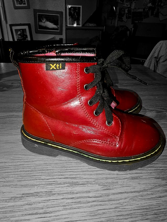 Bottines filles rouges vernies style.doc martens - photo numéro 3