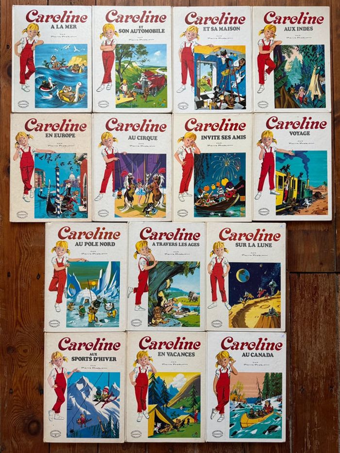 BE - Lot de 14 livres Caroline bd Grands albums Hachette anciens vintage blanc