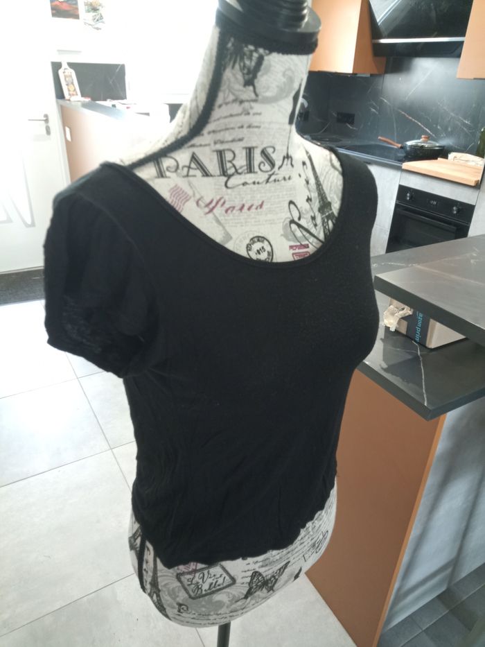 🖤 Haut noir effet crop top  Made in Italy 🇮🇹  Tissu doux et extensible - photo numéro 2