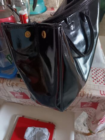 Sac Longchamp roseau noir vernis grande dimension