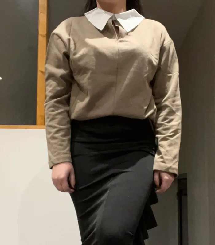 Pull kaki col blanc zara - photo numéro 3