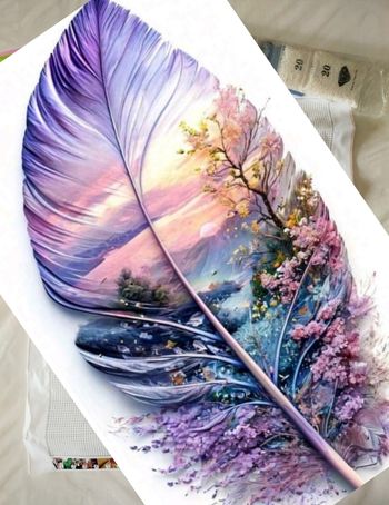 Diamond painting plume paysage #H100