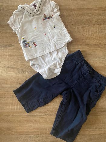 Ensemble tenue body bodies tee shirt sergent major pantalon gap 12 mois