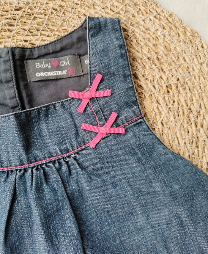 Robe 👣 jean léger, Broderies, orchestra, 18 mois - photo numéro 5