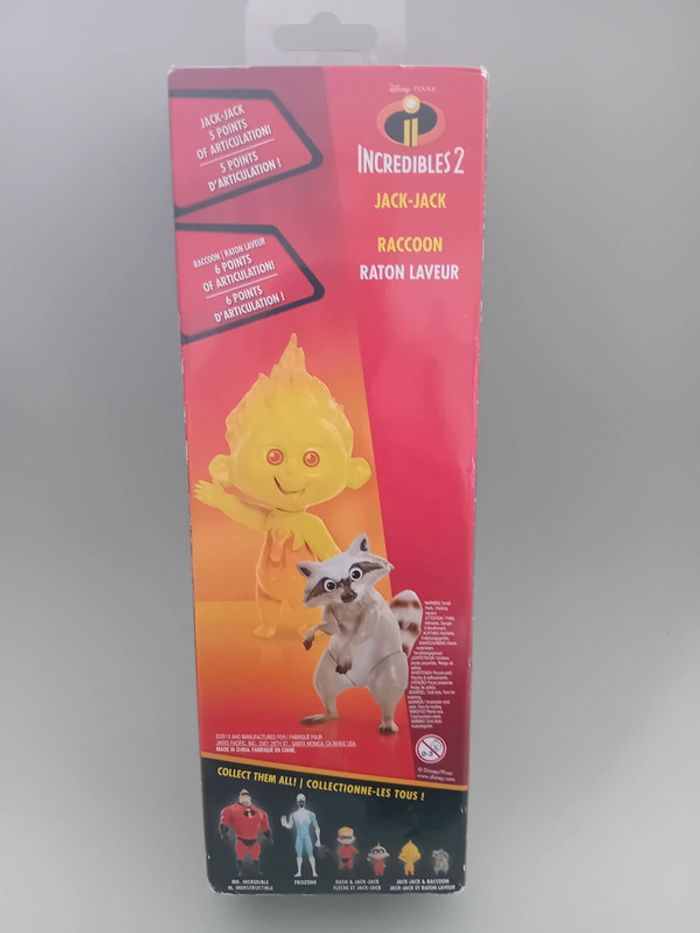 Lot de 2 figurine incredibles 2 jack-jack et raton laveur neuf - photo numéro 2