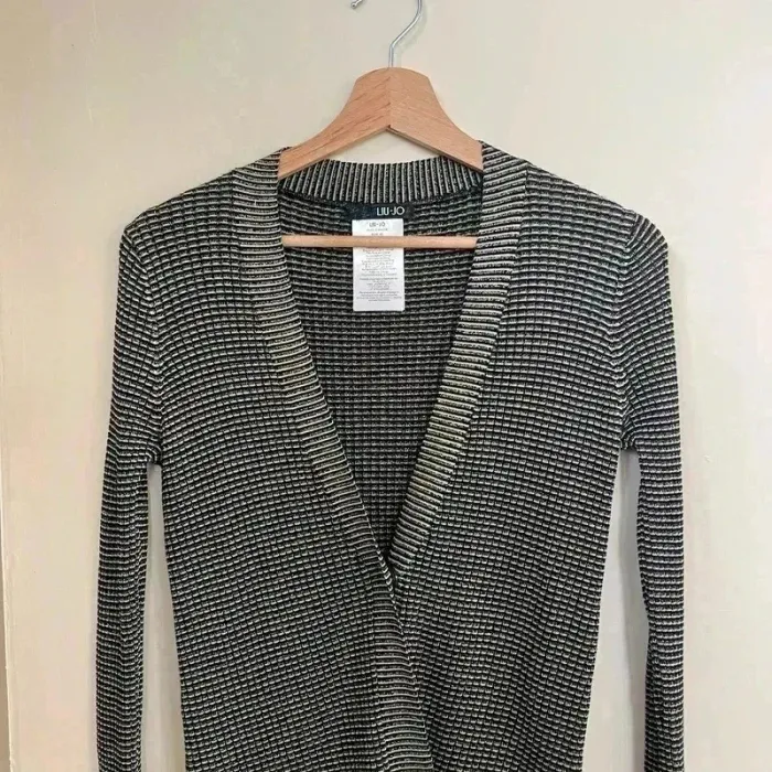 Robe pull gilet Liu Jo T.40 noir et blanc, maille stretch, col V profond chic et près du corps V025 - photo numéro 2