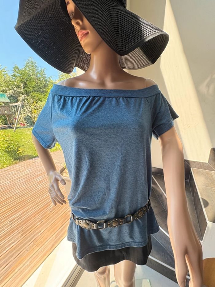 😎Magnifique T-shirt, de couleur bleu-taille L - photo numéro 7