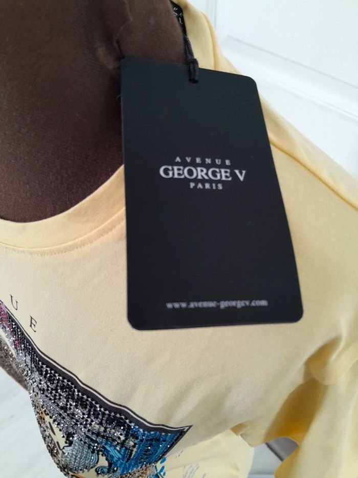 Magnifique tee shirt Avenue Georges V tigre strass avec lingot - photo numéro 2