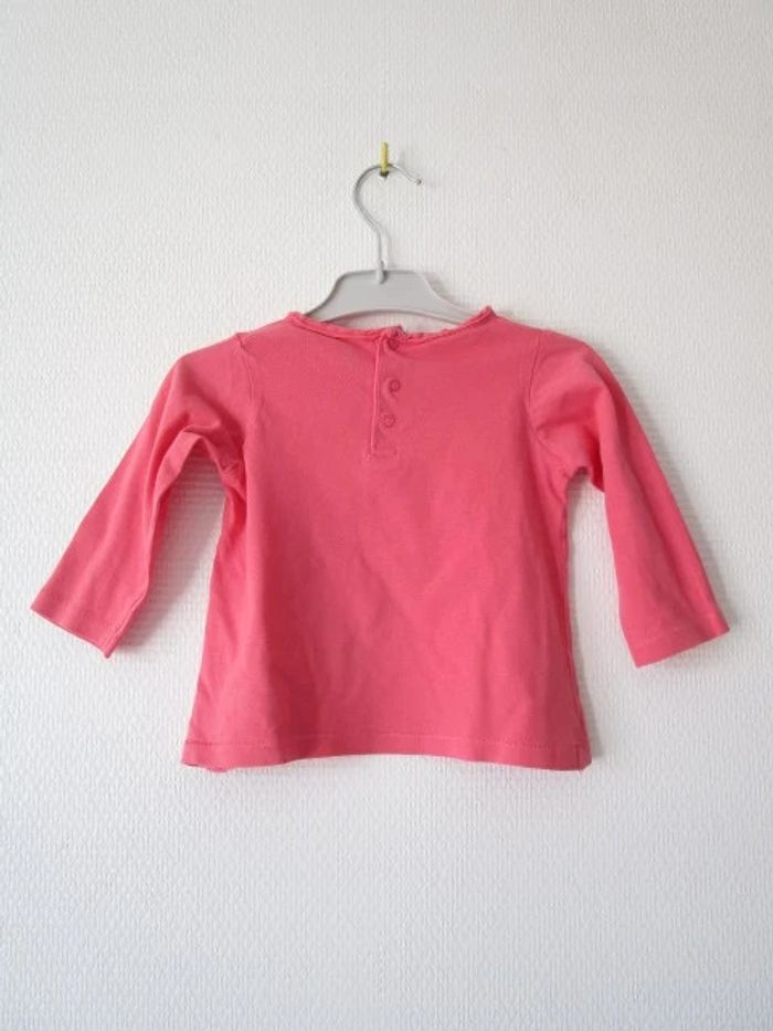 T-shirt corail col tunisien Obaïbi 6 mois TBE - photo numéro 5
