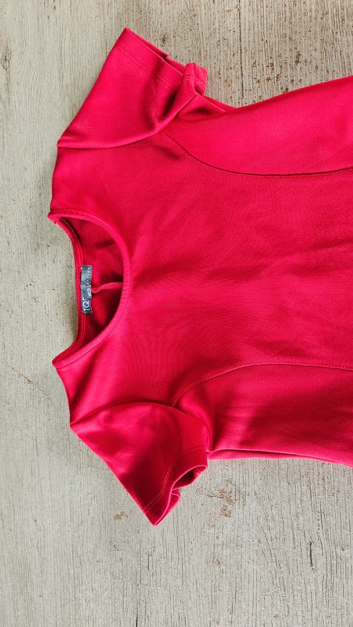 Robe courte rouge à manches courtes, classique, TQF Collection, 12 ans, nickel - photo numéro 4