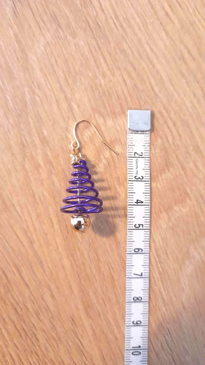 Bijoux Noël | Boucles d’Oreilles Sapin Violet – Neuf - photo numéro 3
