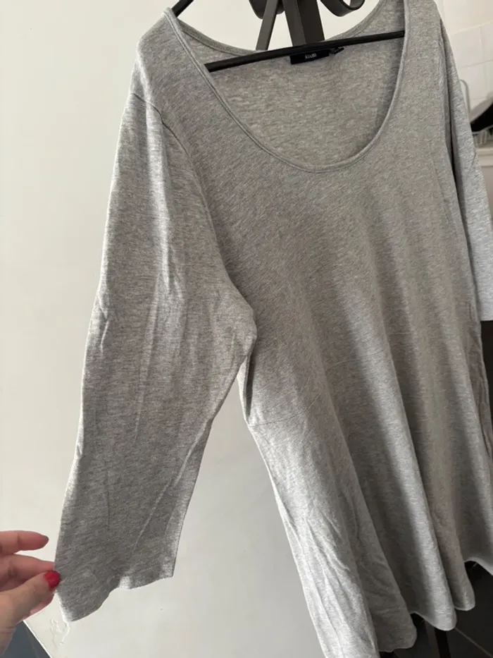 Tee-shirt long manche ¾ gris Taille XXL - photo numéro 2