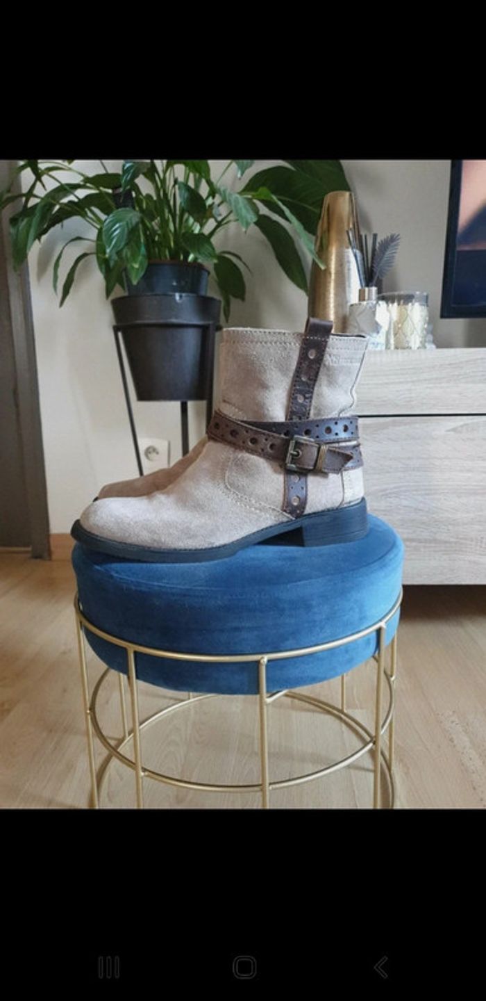 Bottines beige en daim - photo numéro 3