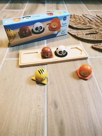 🐼Jeu d'éveil -Puzzle d'encastrement 3D en bois Ball n'co - marque Djeco
