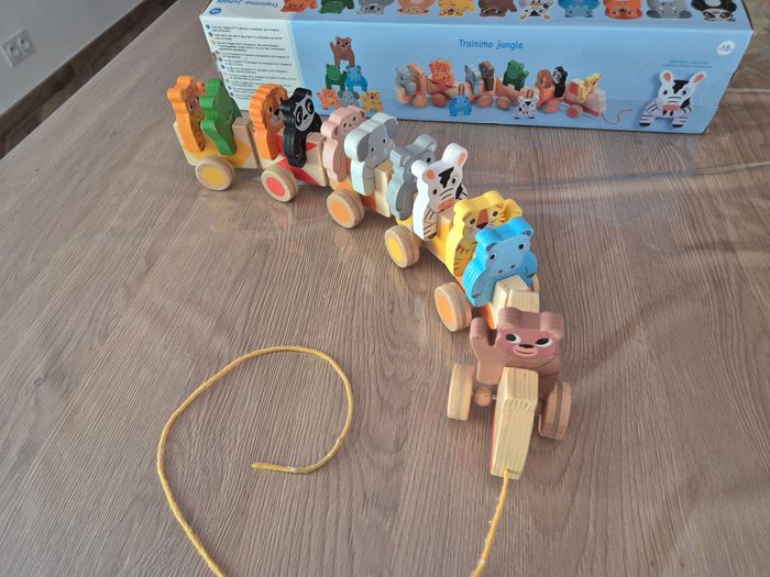 Jouet à tirer éveil ,Train en Bois Trainimo Jungle Djeco 🚂 - photo numéro 4