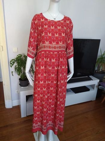 Jolie robe longue style bohème rouge ocre  Manches 3/4 Shein taille L soit taille 42 neuve