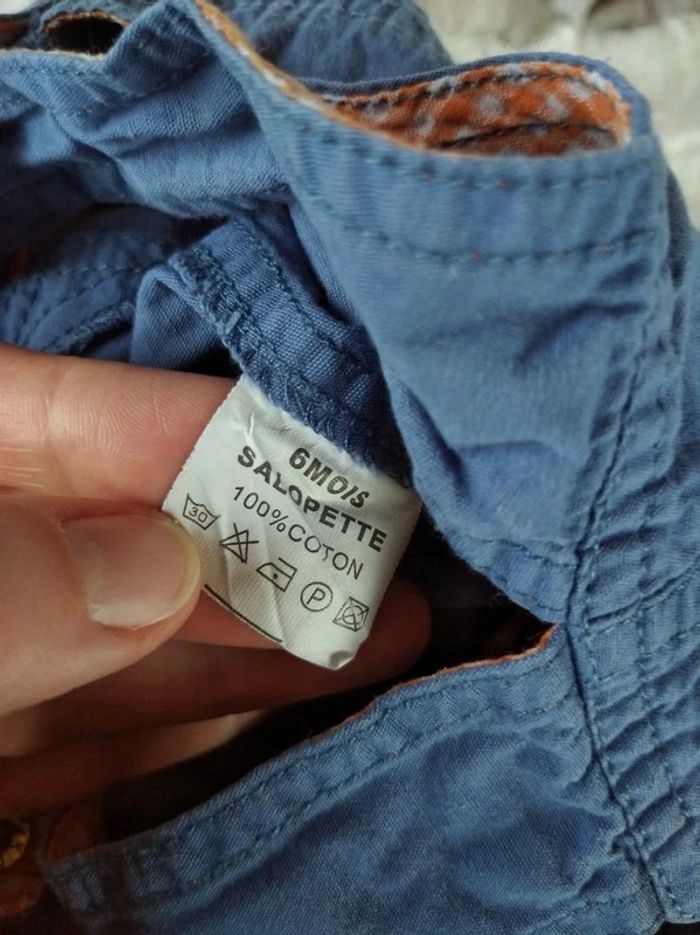 Ensemble (tee shirt+salopette+short) Garçon 6 mois dauphin pieuvre "ocean friends" 100% coton - photo numéro 7