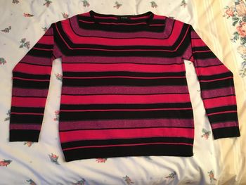 Pull en laine rayé rose/noir Burton taille 42