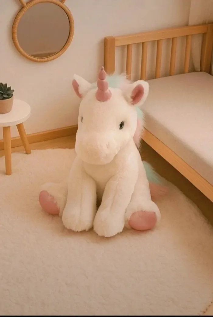Grande peluche licorne XL Aurora 44 cm – yeux à paillettes