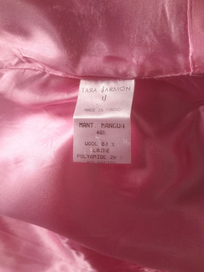 Tres beau manteau rose tara jarmon modèle mangua en laine - photo numéro 7