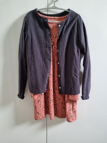 Ensemble robe fleurs et gilet Verbaudet 8 ans