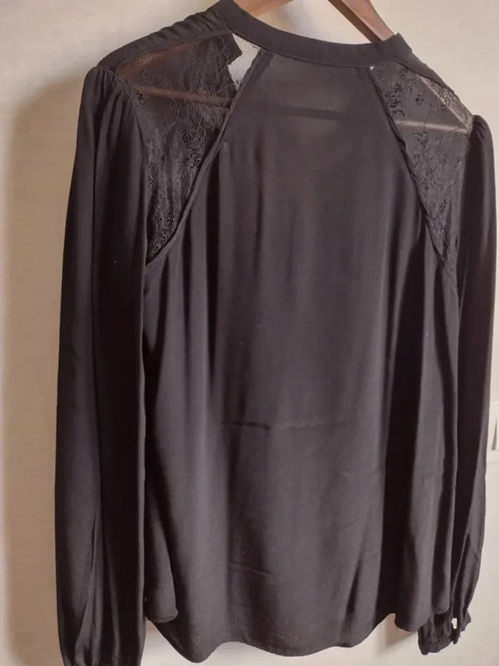 Blouse noire empiècement dentelle Orfeo - photo numéro 7