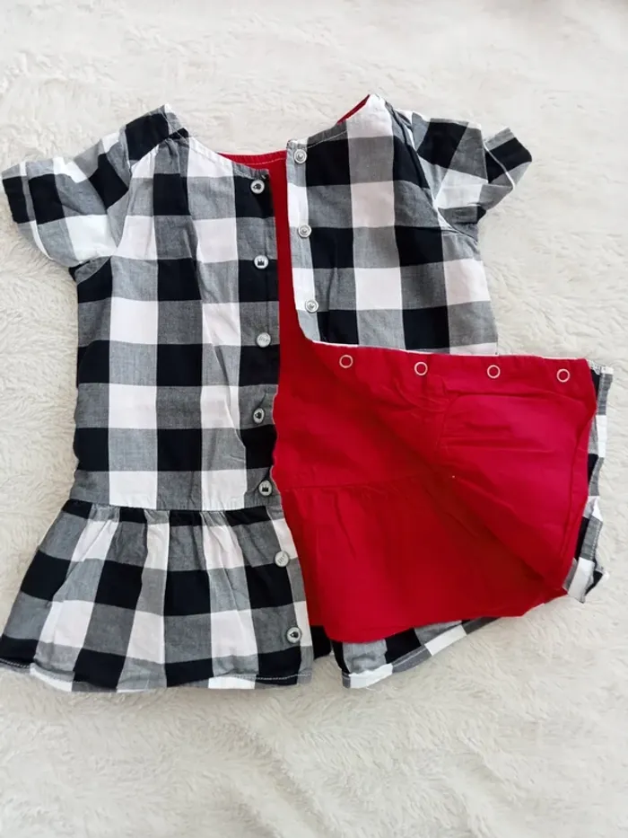 Robe a carreaux + legging rose 12 mois - 74cm - photo numéro 4