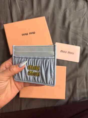 Porte-cartes Miu Miu Matelassé - Bleu Ciel
