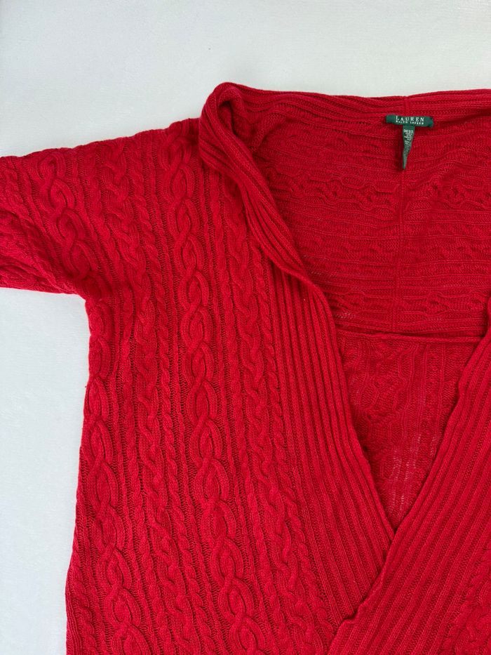 Poncho en maille torsadée Ralph Lauren Rouge pour Femme Taille unique SM01925 - photo numéro 2